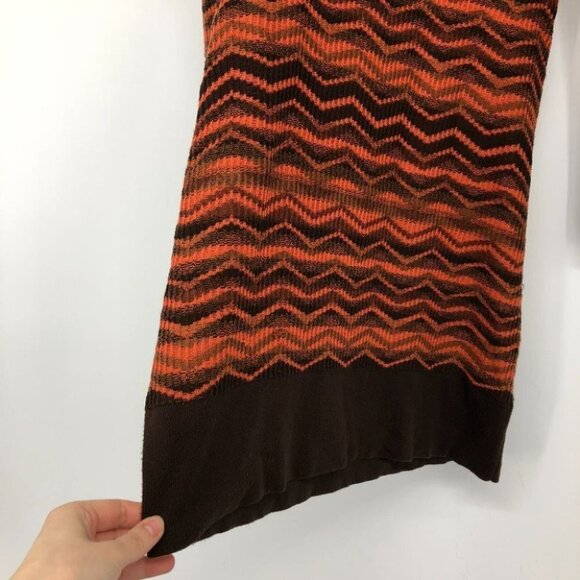 Prana Meryl hooded a chevron orange and brown long sleeve sweater dress small - Picture 10 of 14